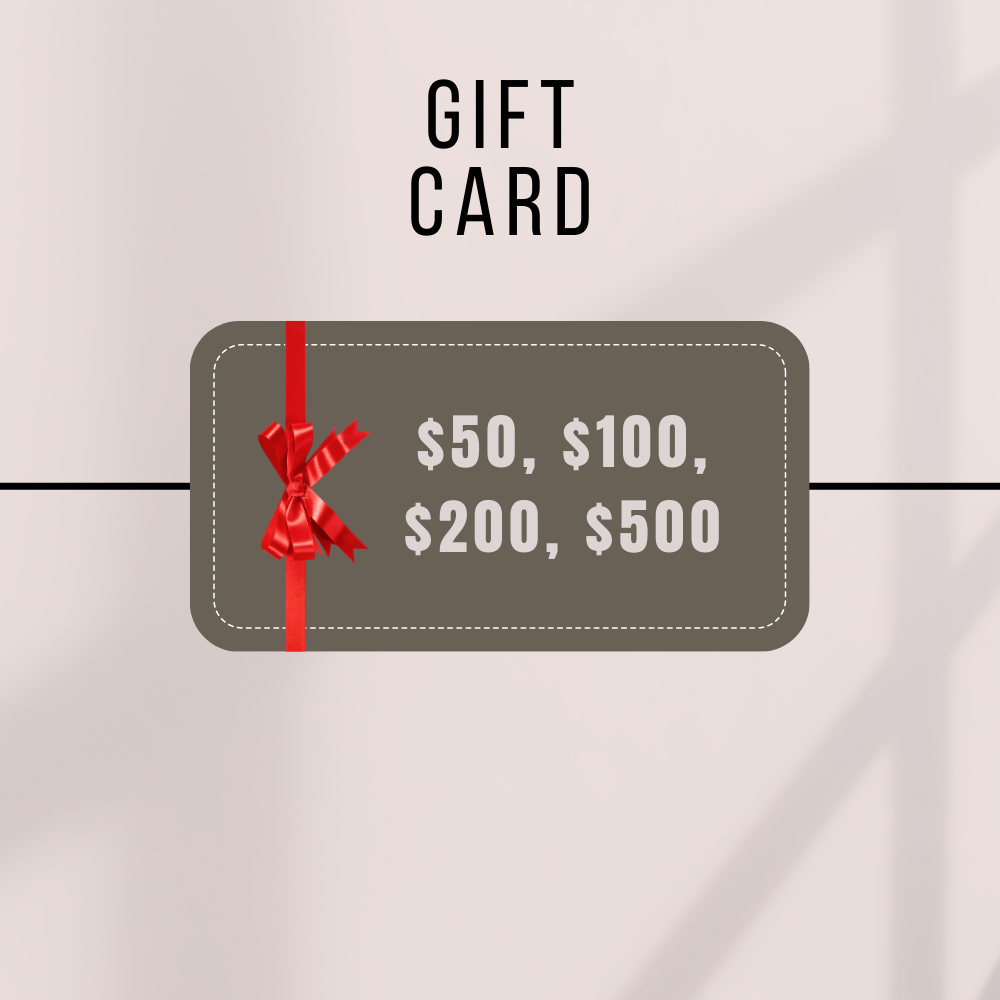 infinite aloe gift card, with 50, 100, 200 and 500 options
