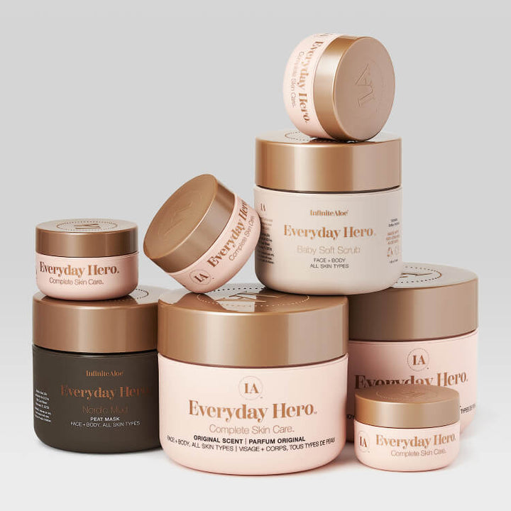 Infinite Aloe Everyday Hero Collection with a Scrub, Skin Care and Mud Mask