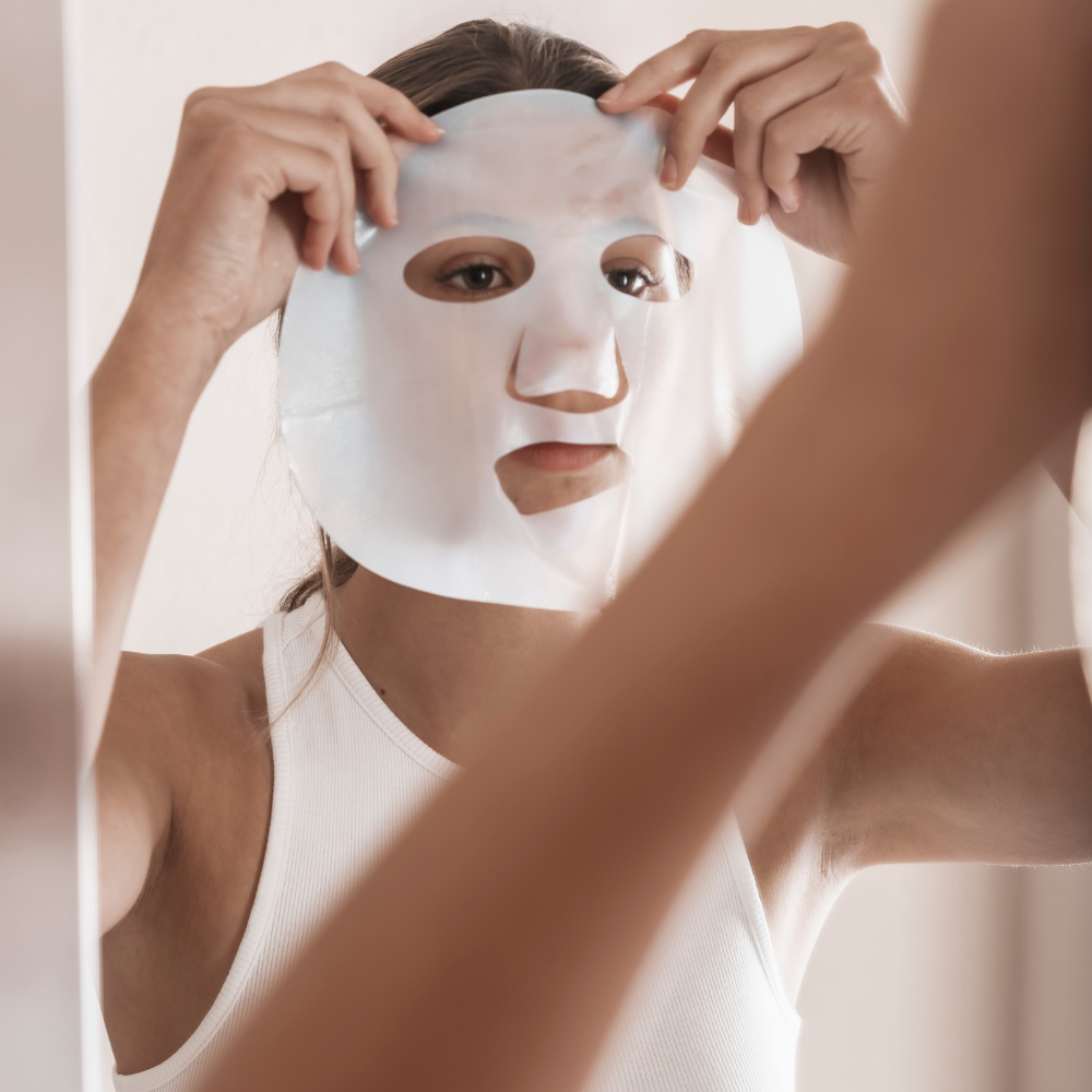 sheet mask try on with aloe vera illuminate product